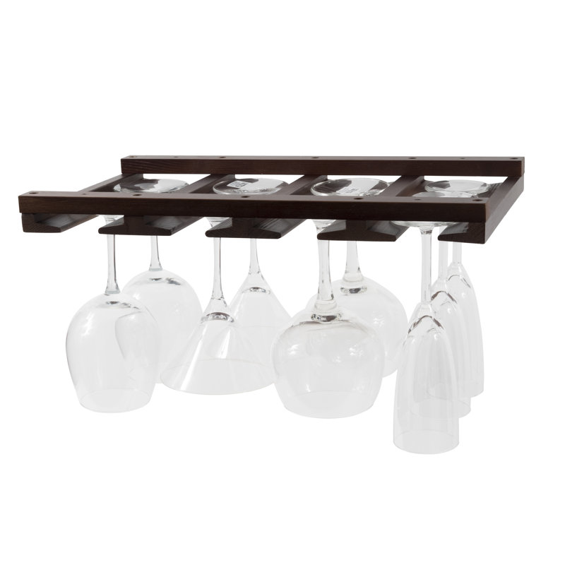 Latitude Run Adreina Solid Wood Hanging Wine Glass Rack In Chestnut