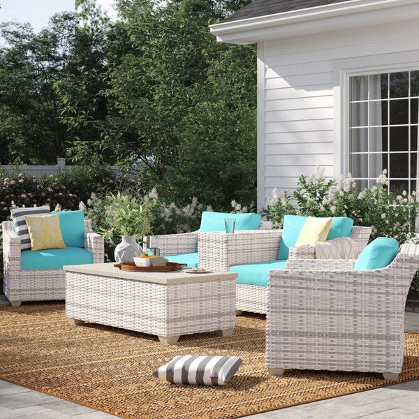 Falmouth 6 Piece Rattan Sectional Seating Group with Cushions