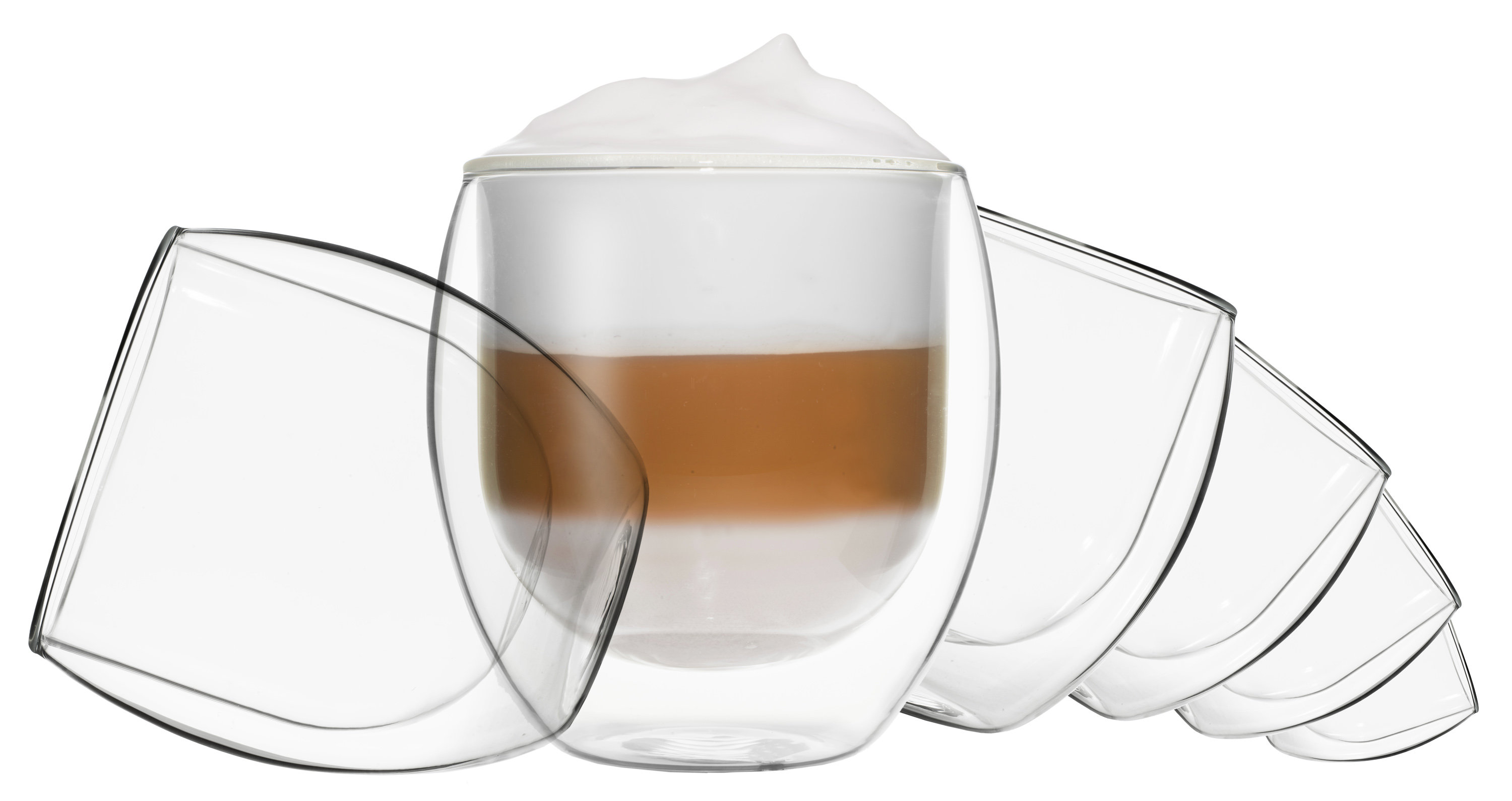 Doppelwandige Gläser 4er Set Cola Ice Tea Wasser Saft Cocktail Kaffee Tee