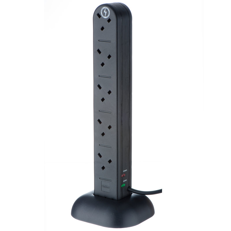 VonHaus 10 Way Socket Power Tower 2m Extension Lead Cord ...