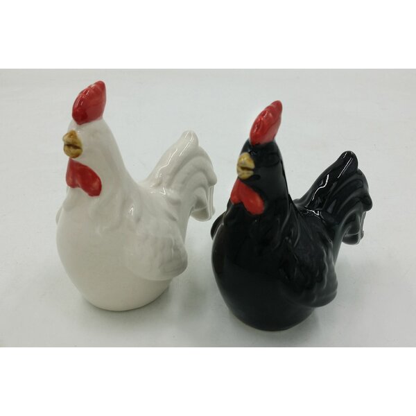 Chicken and 2 Pails Farmyard Salt and Pepper Shakers Featuring a Rooster 