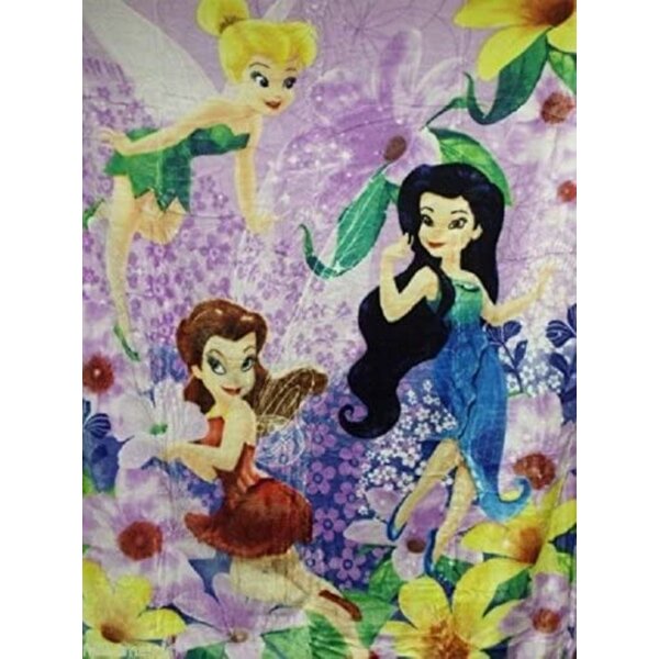 Disney Tinkerbell Spring Pixies Royal Plush Raschel Throw Blanket 60 inch x 80 inch 