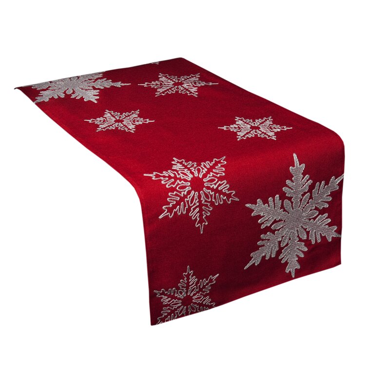 Christmas Table Runner 36cm x 2meters Xmas Reindeer Snowflakes Nordic Red 