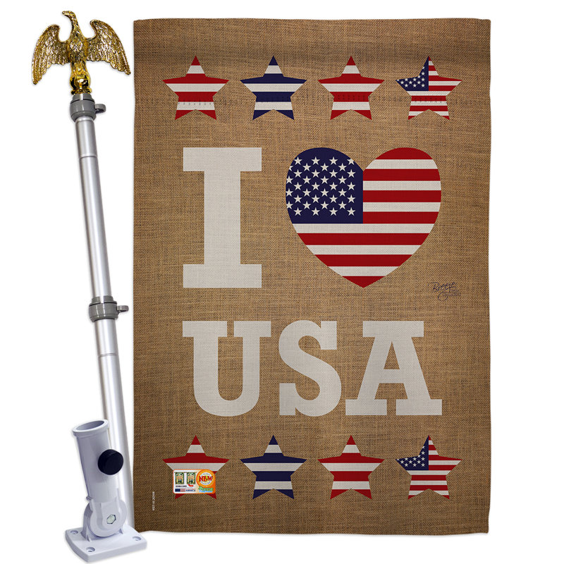 Breeze Decor I Love Usa 2 Sided Polyester 4 X 3 Ft Flag Set Wayfair