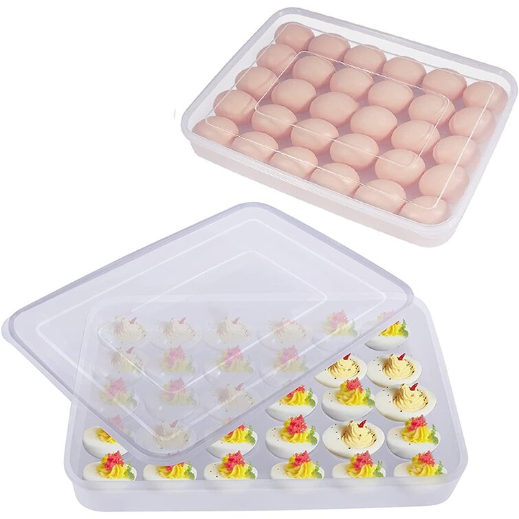 Details about   HansGo Egg Holder for Refrigerator Deviled Egg Tray Carrier with Lid Fridge Egg