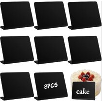 8pcs Wood Mini Chalkboard Signs Tags with Base Stands for Message Board Signs 