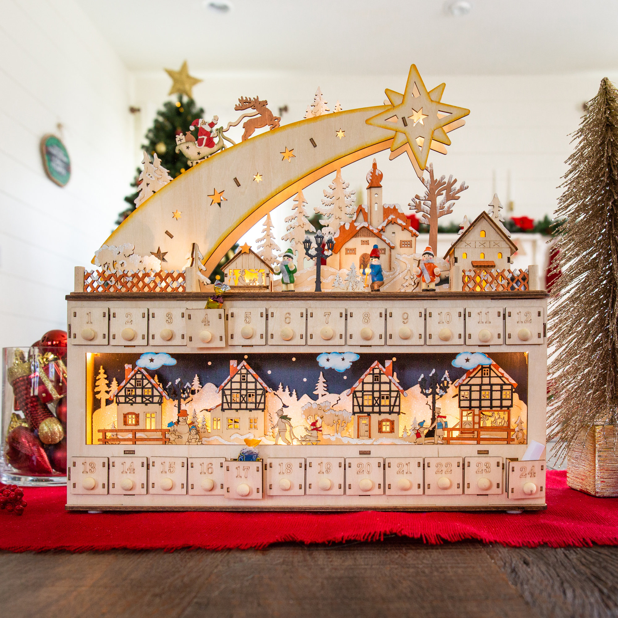 Wooden Christmas Village Advent Calendar Crownflourmills Wooden Christmas Village Advent Calendar Crownflourmills
