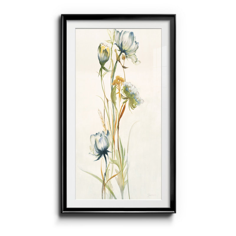 Late Summer Wildflowers I - Painting Print Format: Gold Framed Paper, Mat Color: White, Size: 16" H x 8" W x 1.25" D