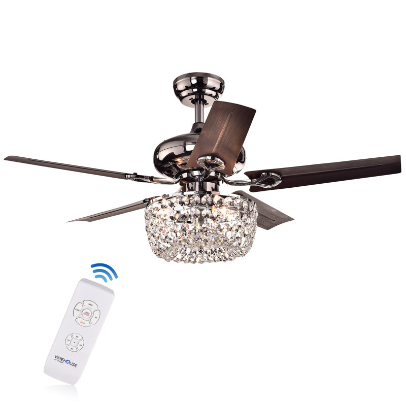 Astoria Grand 43 Aslan 5 Blade Crystal Ceiling Fan With Remote