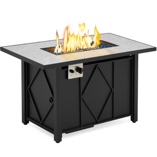 Thermocouple Adjustable Flame PVC Cover Outdoor Propane Fire Pit Table CSA/ETL Certified Safe 40,000BTU Pulse Ignition Weatherproof Square Propane Gas Fire Table Lava Rock-SereneLife SLFPCN42