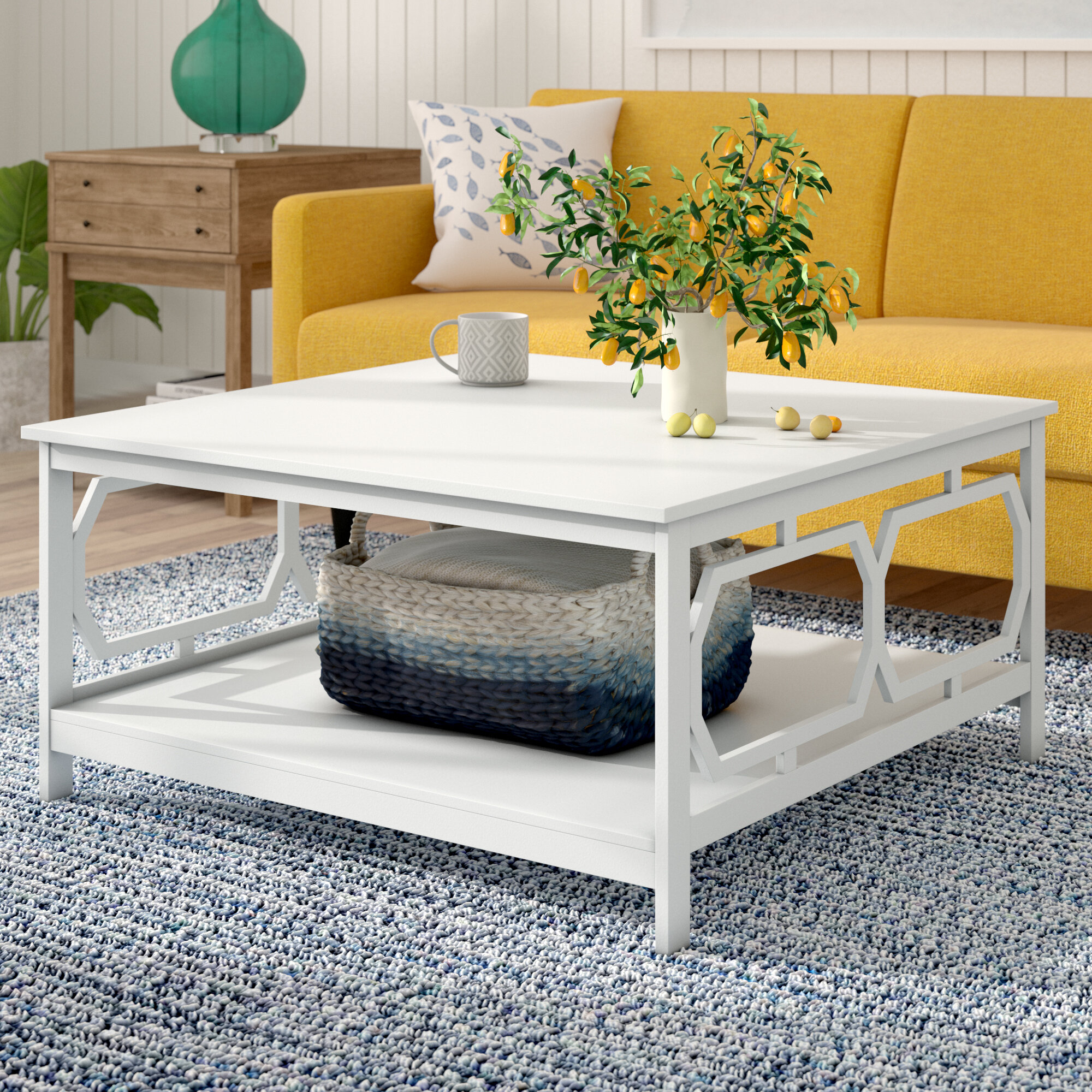 large square white coffee table