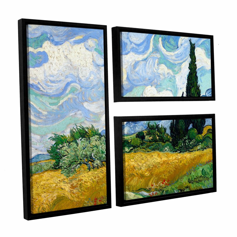 Vault W Artwork Wheatfield With Cypresses By Vincent Van Gogh 3 Piece Framed Painting Print On Canvas Set Wayfair