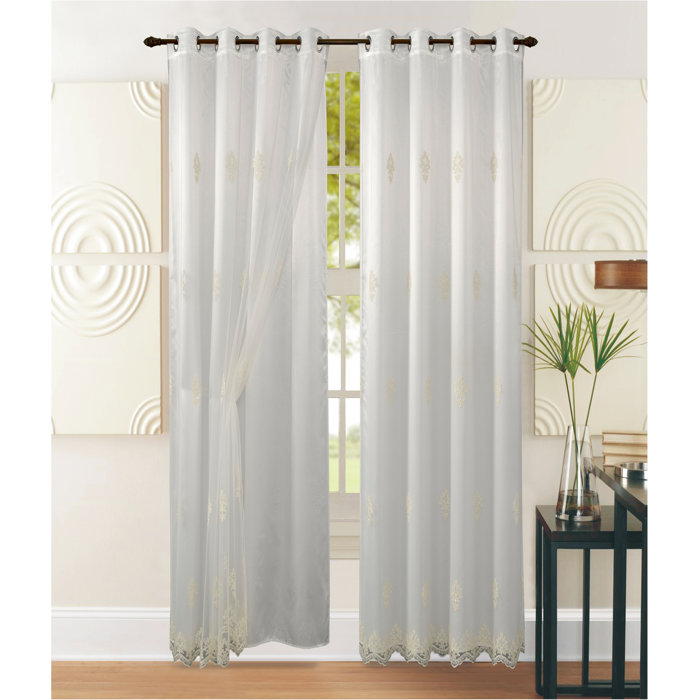House Of Hampton Octavio Floral Flower Sheer Curtains Drapes