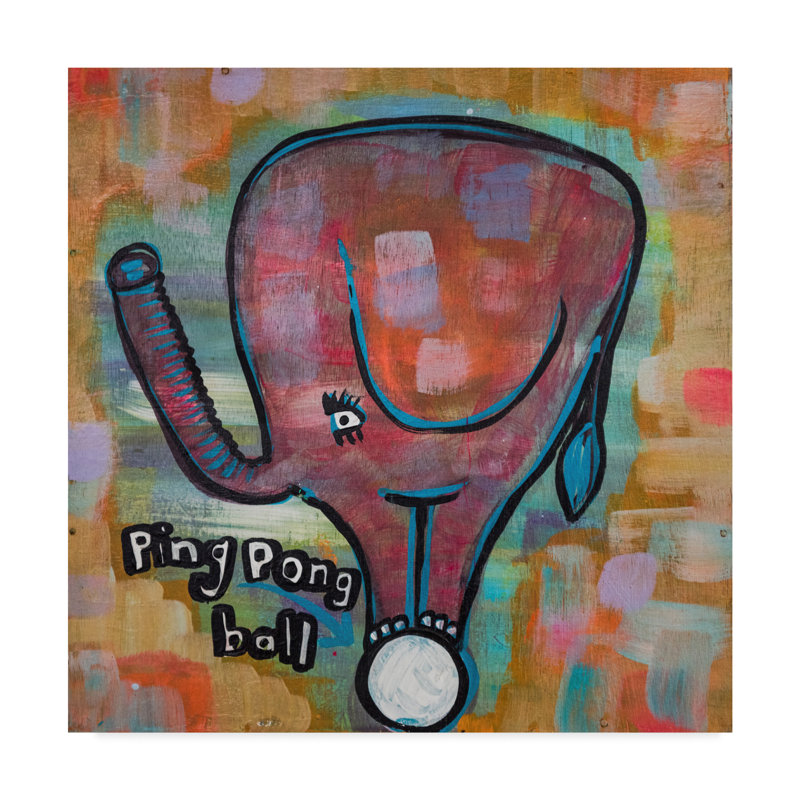 Trademark Art Elephant Ping Pong Ball Acrylic Painting Print On
