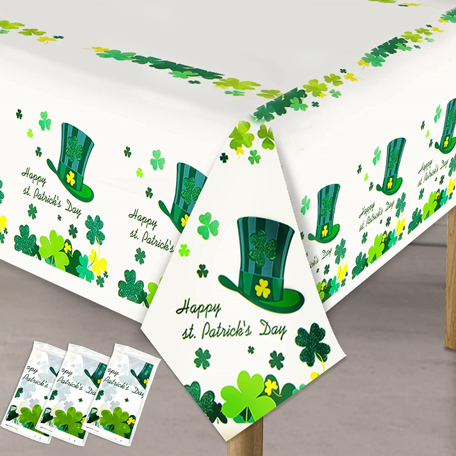 ST PATRICK'S DAY CLOVER PLASTIC TABLE COVER ~ Party Supplies Decorations Green 