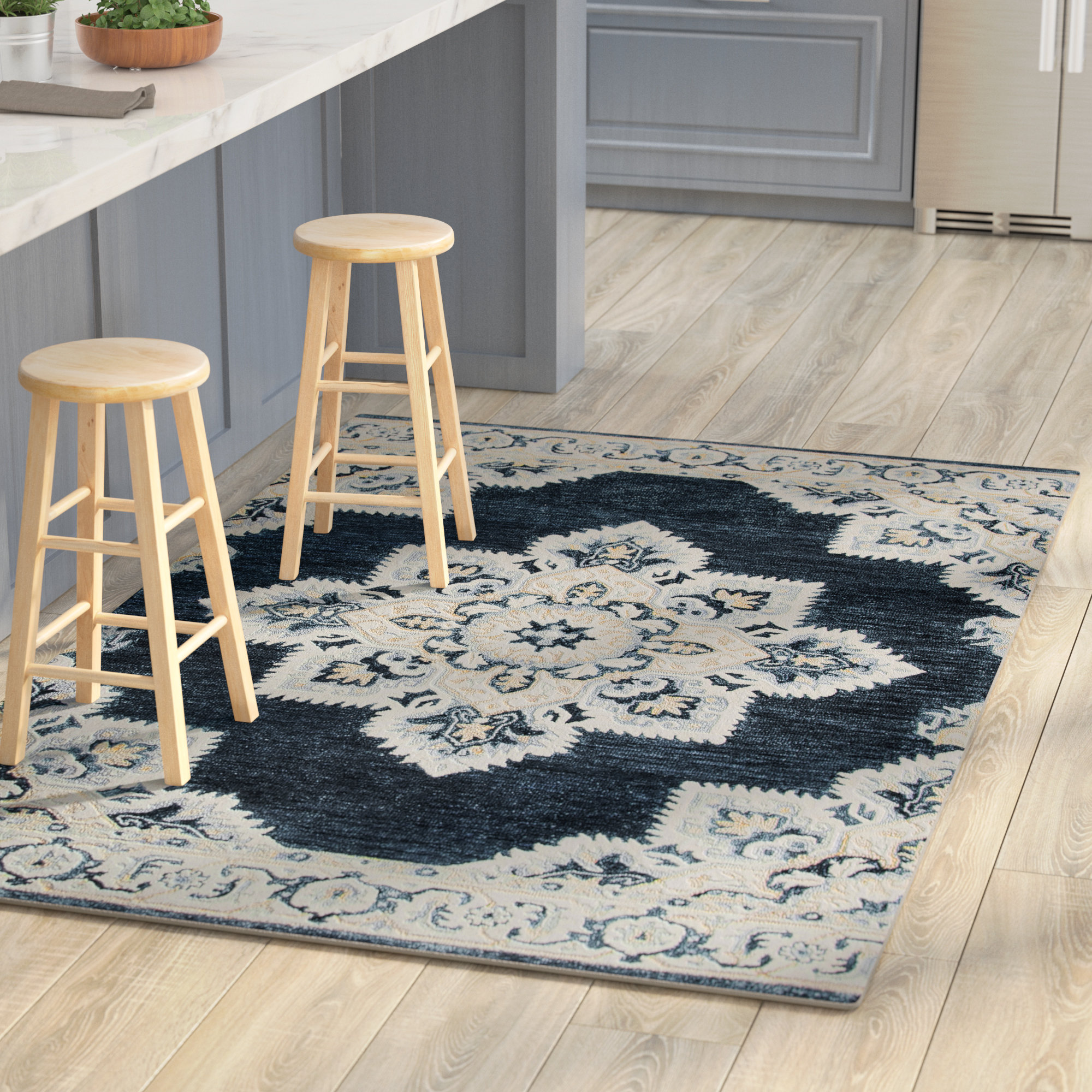 Lark Manor Landrienne Hand Tufted Dark Blue Area Rug Reviews Wayfair