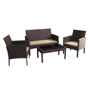 Tessio 4 Piece Rattan Sofa Seating Group With Cushions Tessio 4 Piece Rattan Sofa Seating Group With Cushions