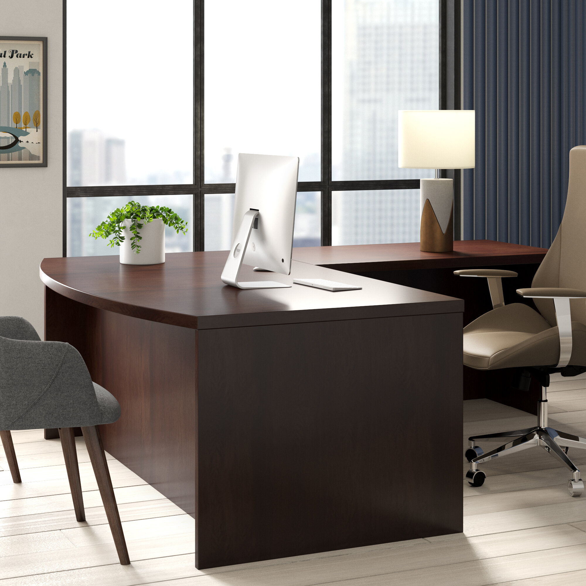 espresso l shaped executive desk