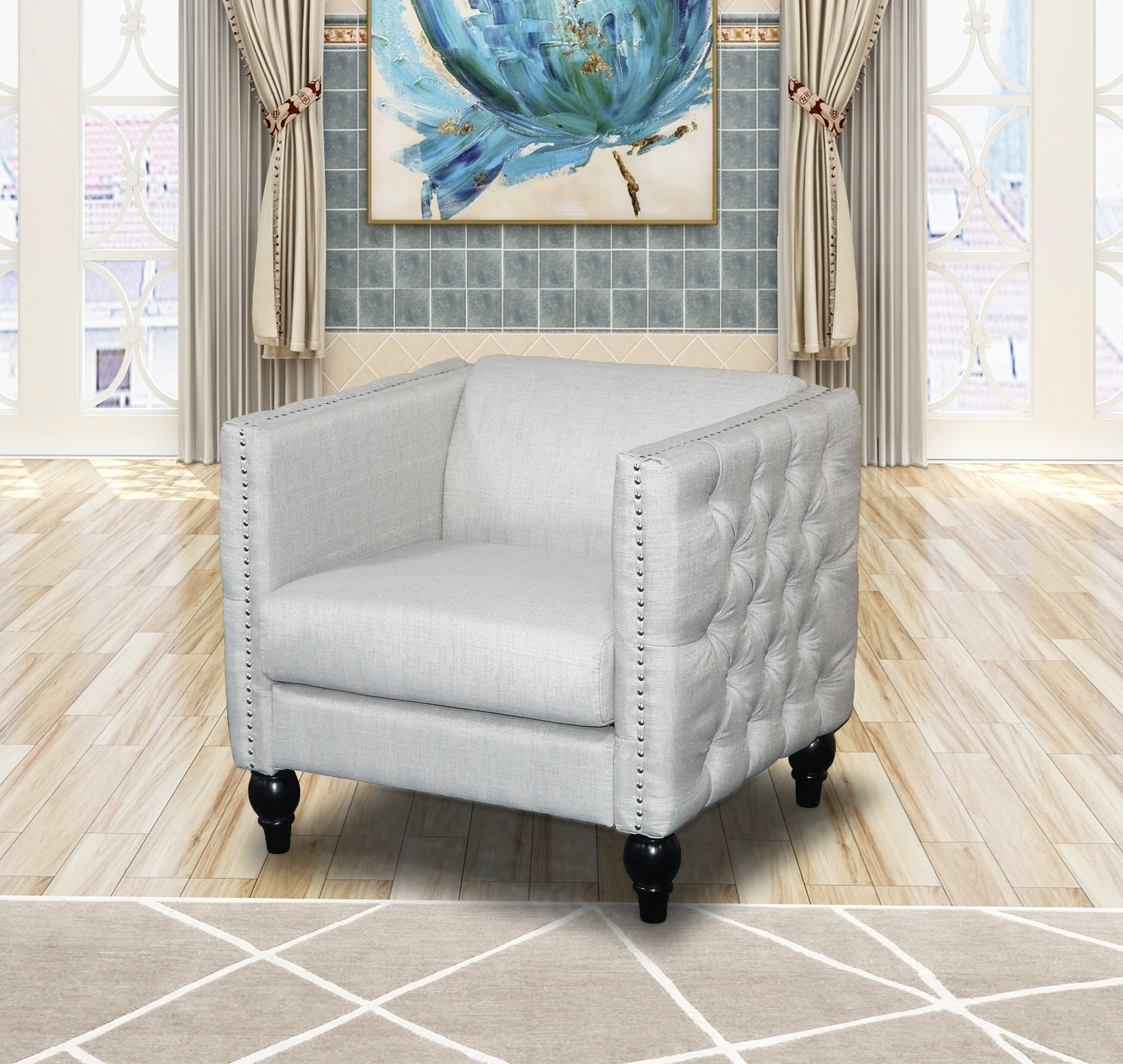 House Of Hampton Callahan Crystal Linen Armchair Wayfair