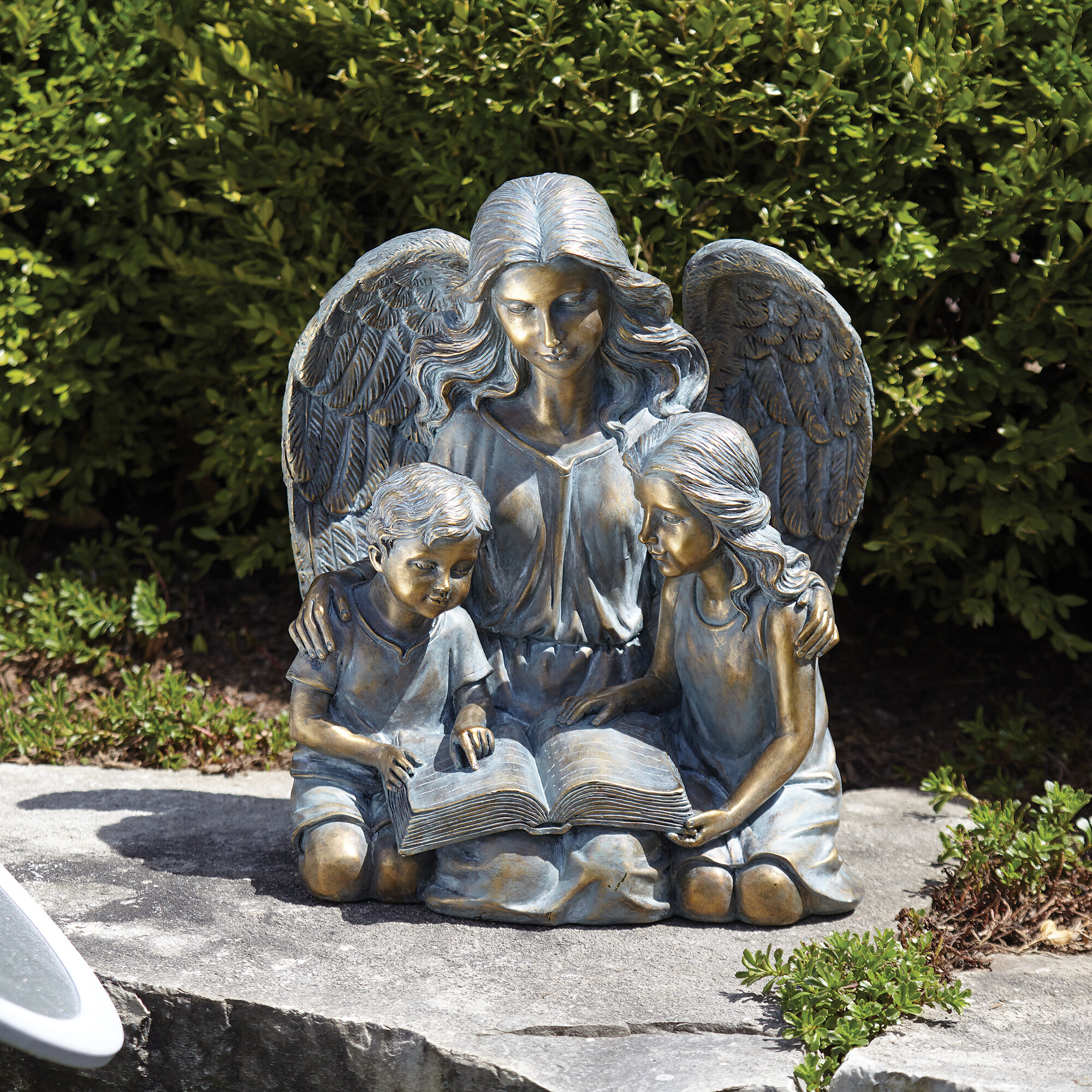 Red Barrel Studio Jamarion Angel With Children Garden Statue Wayfair