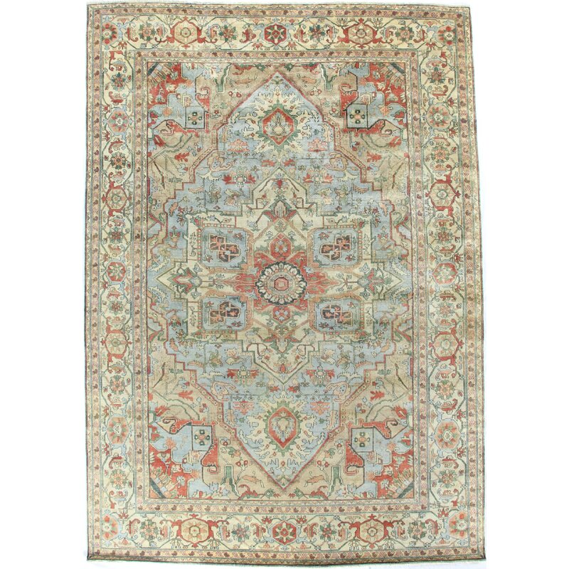 Exquisite Rugs Serapi Hand-Knotted Wool Light BlueIvory Area Rug | Wayfair