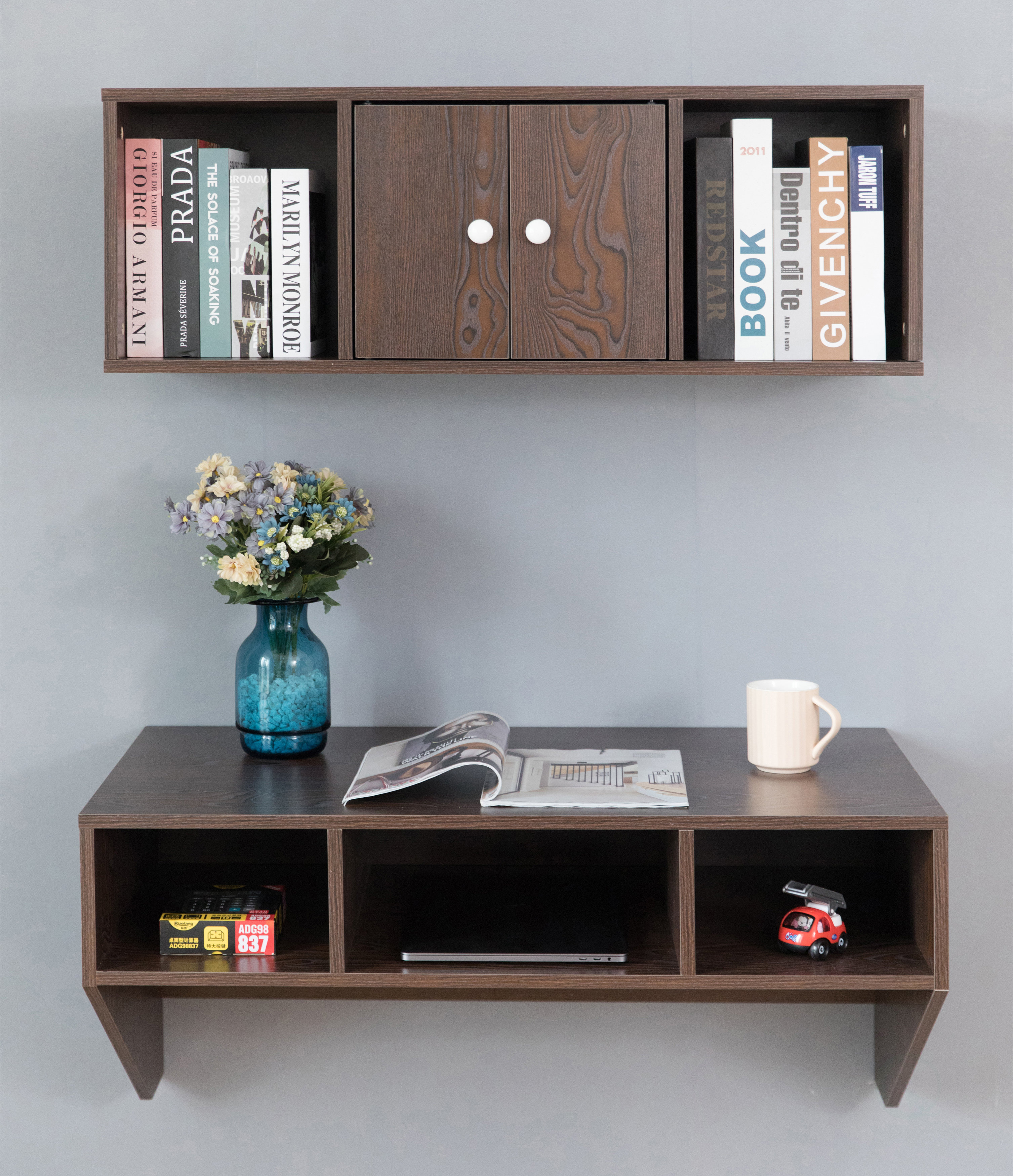 Latitude Run® Tan Floating Desk with Hutch & Reviews Wayfair