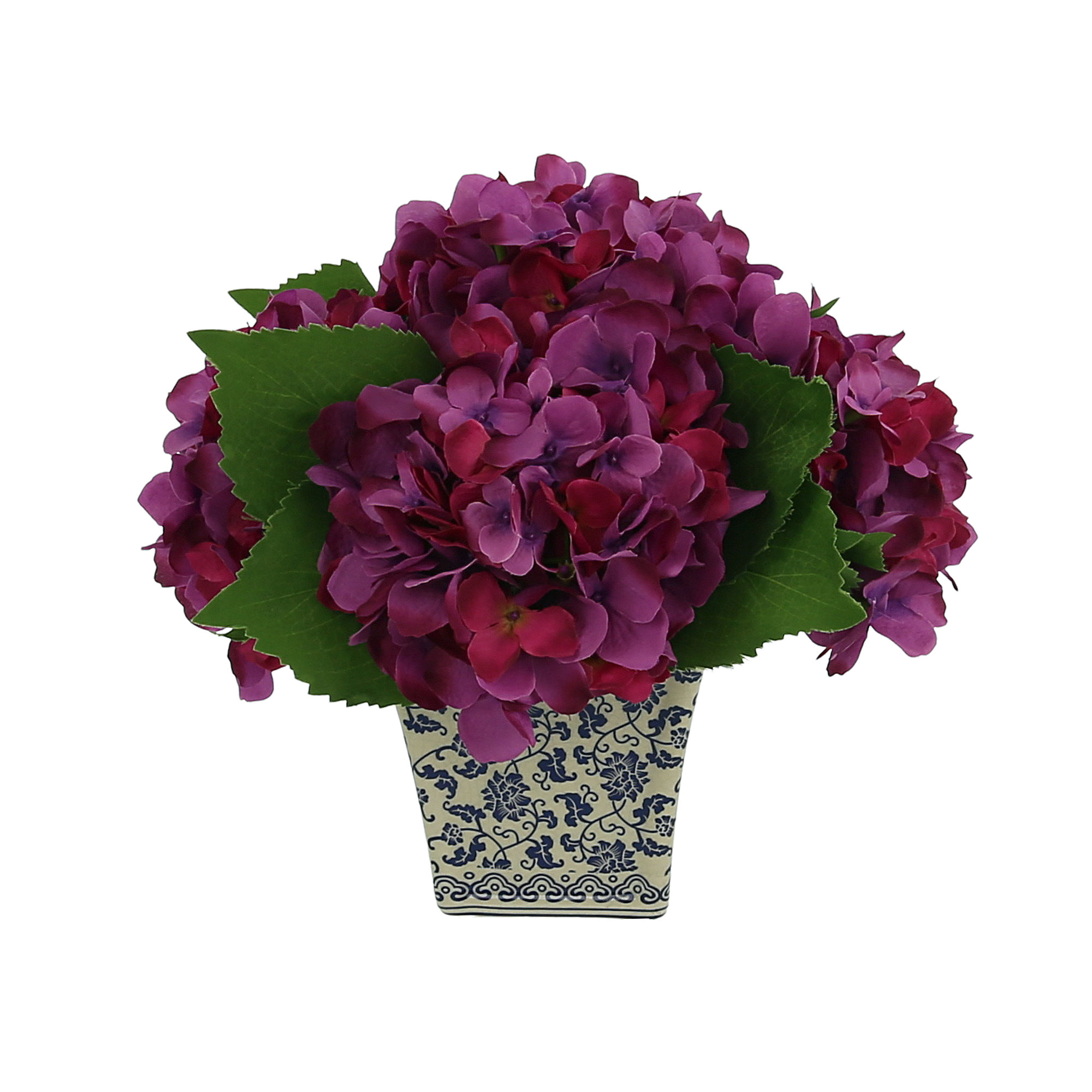 Primrue Hydrangea Arrangement in a Decorative Ceramic Vase | Wayfair