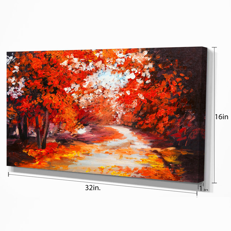 Designart Forest In The Fall Landscape Painting Print On Wrapped