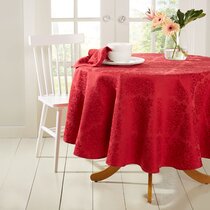 LUXURIOUS MODERN WOVEN CHECK JACQUARD WINE RED TABLE CLOTH 52" X 70" 