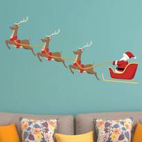 Santa Reindeer Christmas Village Wall Sticker WS-45407 