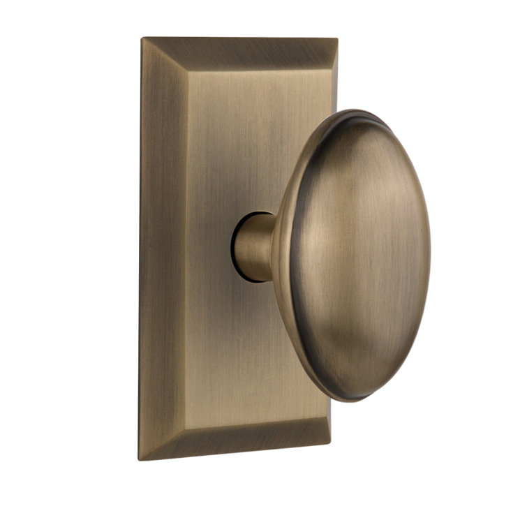 Nostalgic Warehouse New York Plate with Homestead Knob Polished Brass Double Dummy Nostalgic Warehouse New York Plate with Homestead Knob Polished Brass Double Dummy