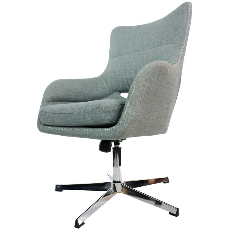 Corrigan Studio Carlton Wingback Stationary Office Chair In Gray With Chrome Base Wayfair