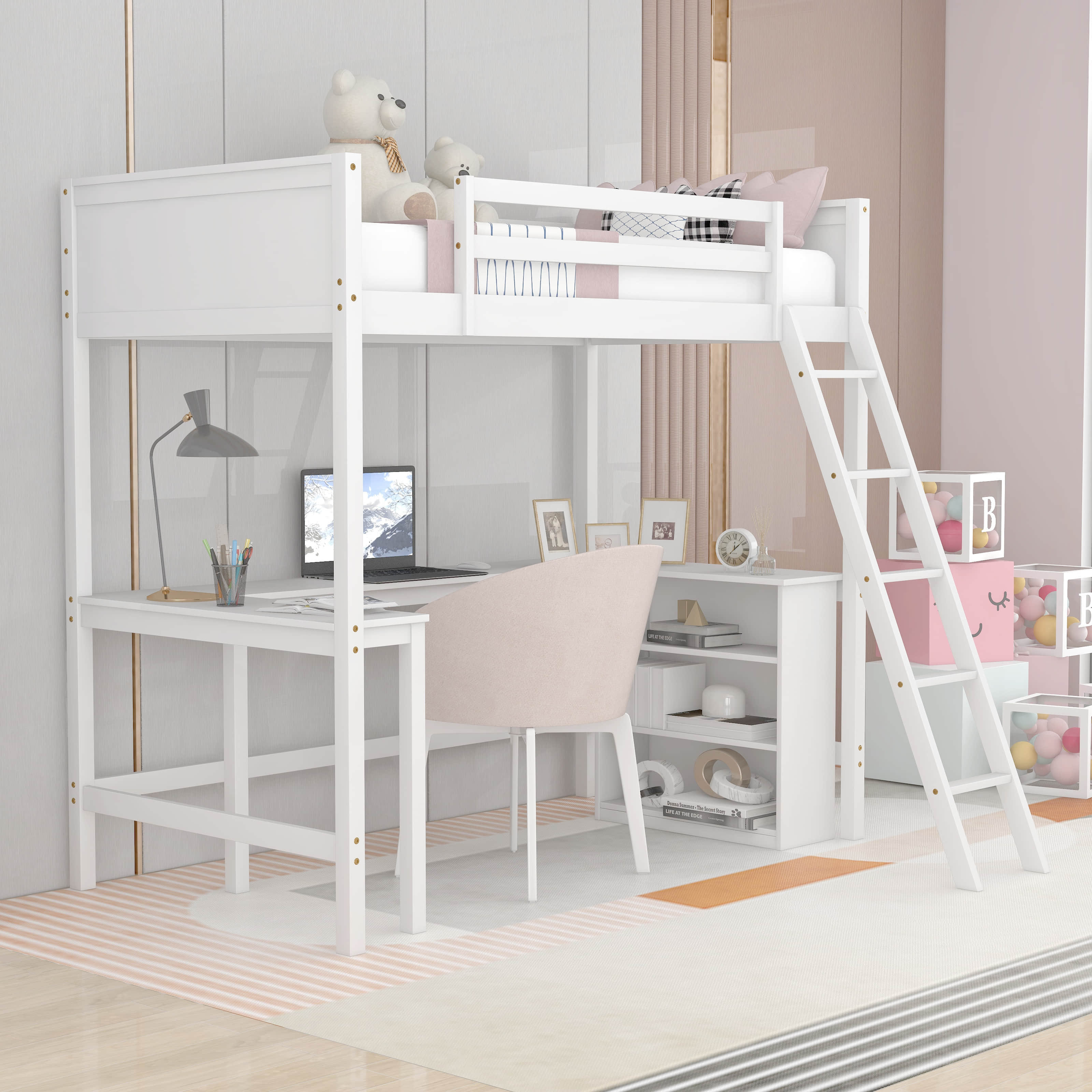 Harriet Bee Elliah Twin Loft Bed with Built-in-Desk by Harriet Bee ...