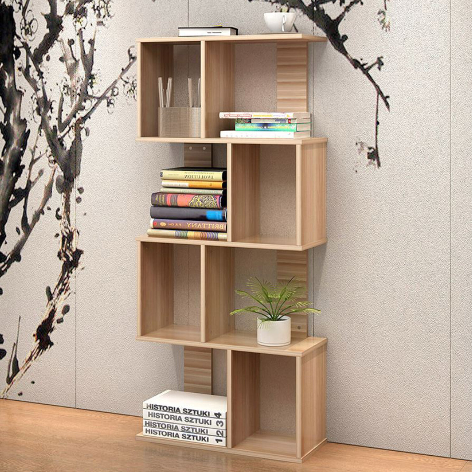 Ebern Designs Lilianna 4 Tier Shelves Display Bookcase Desk