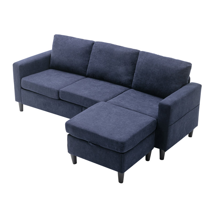 L-Shape Sofa with Movable Ottoman & Handy Side Pocket for Small Space L-Shape Sofa with Movable Ottoman & Handy Side Pocket for Small Space