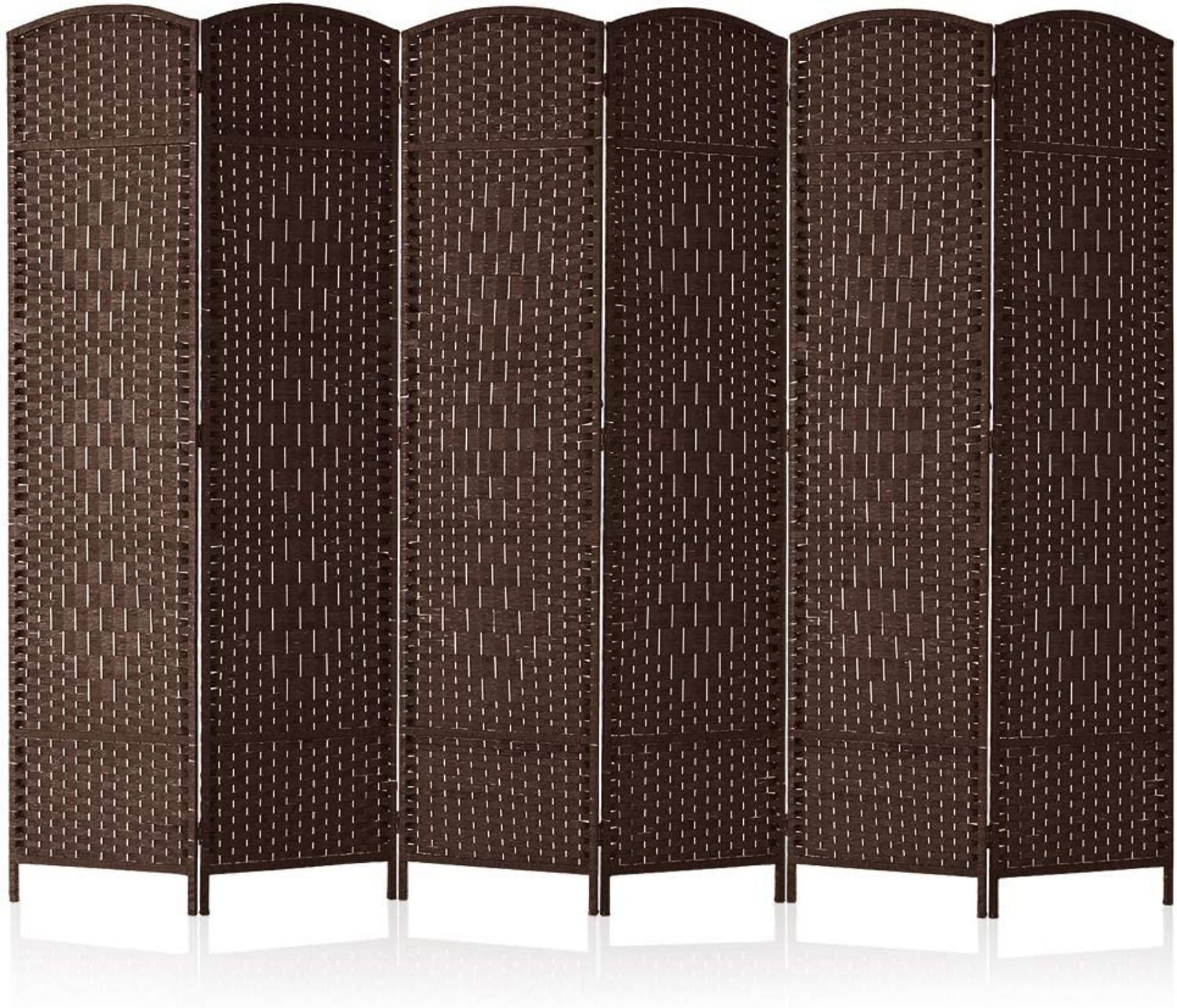 Room Dividers 6 Ft Tall 20 Wide Freestanding Privacy Screen With Diamond Woven Fibre Foldable Panel Partition Wall Divider Double Hinged Room Dividers 