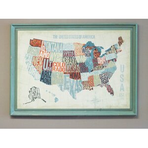 USA Word Map Framed Graphic Art