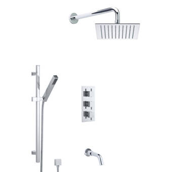 Fontanashowers Lima Ultra Thin Rain Head Thermostatic Complete Shower System With Rough In Valve Wayfair