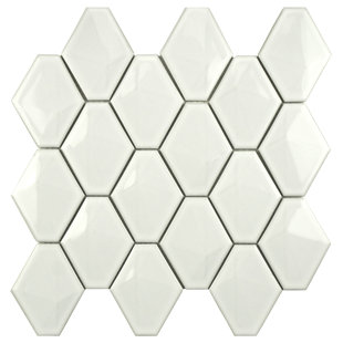 Modern Contemporary Elongated Hexagon Tile Allmodern Fractal 2 75 X 3 05 Porcelain Mosaic Tile In Glossy White