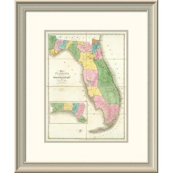 East Urban Home Map Of Florida 1839 Framed Print Wayfair
