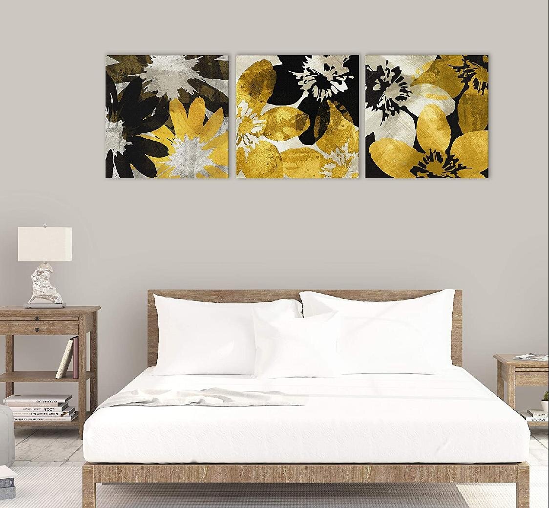 3pcs Modern Flower Canvas Painting Wall Art Home Decor Picture Print Decor Set 