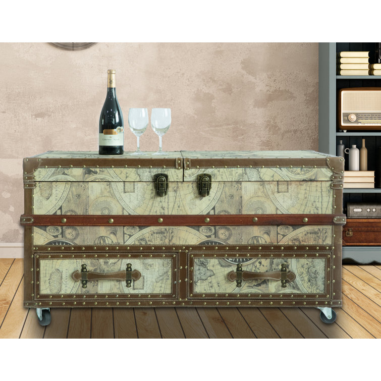 17 Stories Jorah Old World Map Print Coffee Table With Storage Wayfair