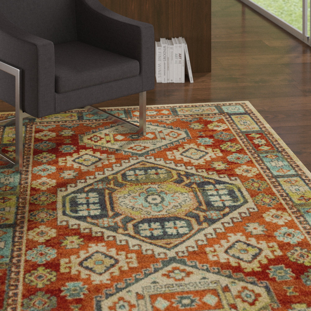Langley Street Bradyn Performance Red & Teal Rug Wayfair