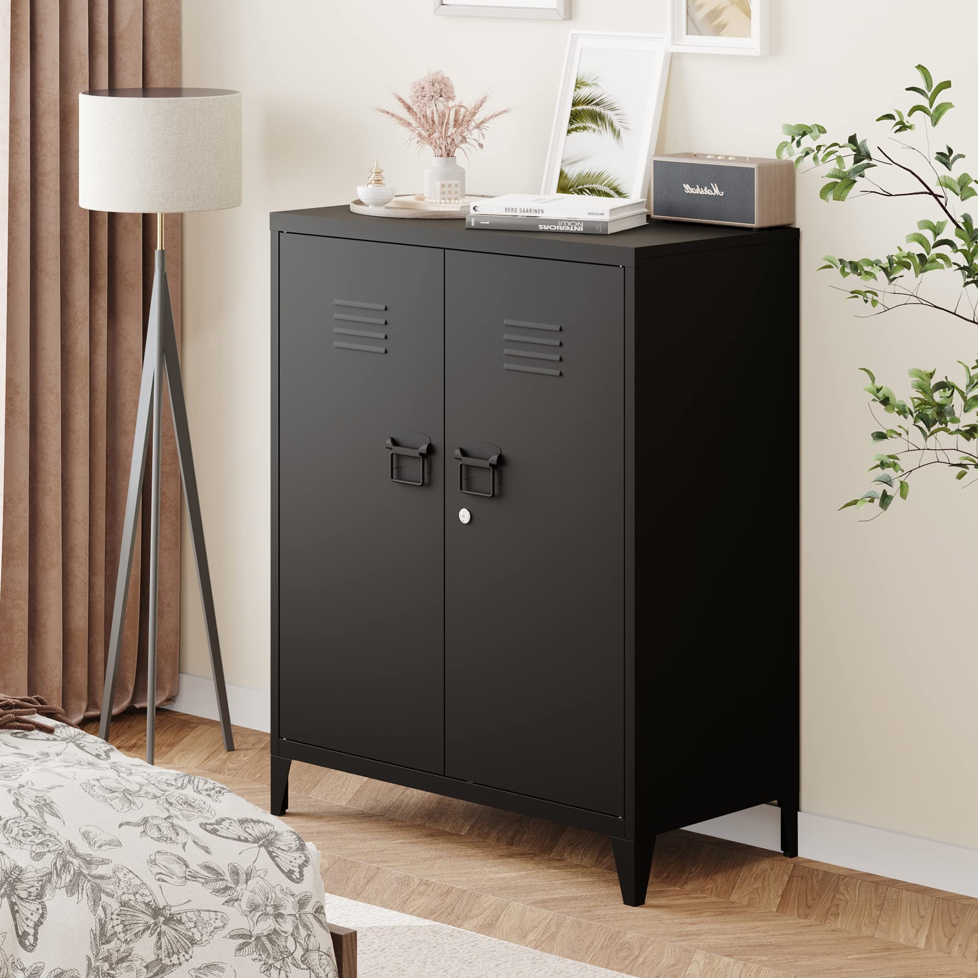 Latitude Run® Metal Storage With Lock, Free Standing Office With Doors And