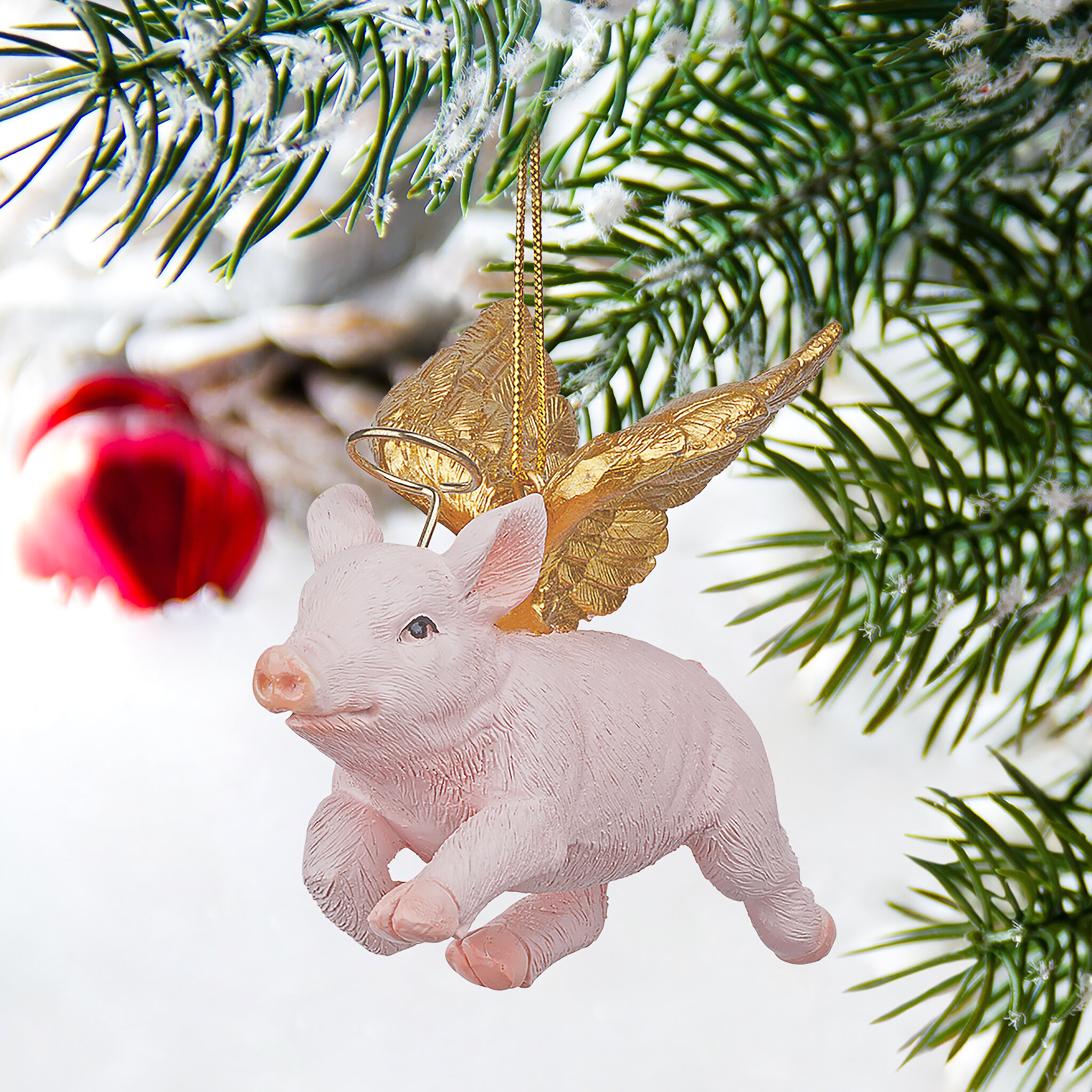 Whimsical Flying Pig with Angel Wings Christmas Holiday Ornament Kurt Adler 