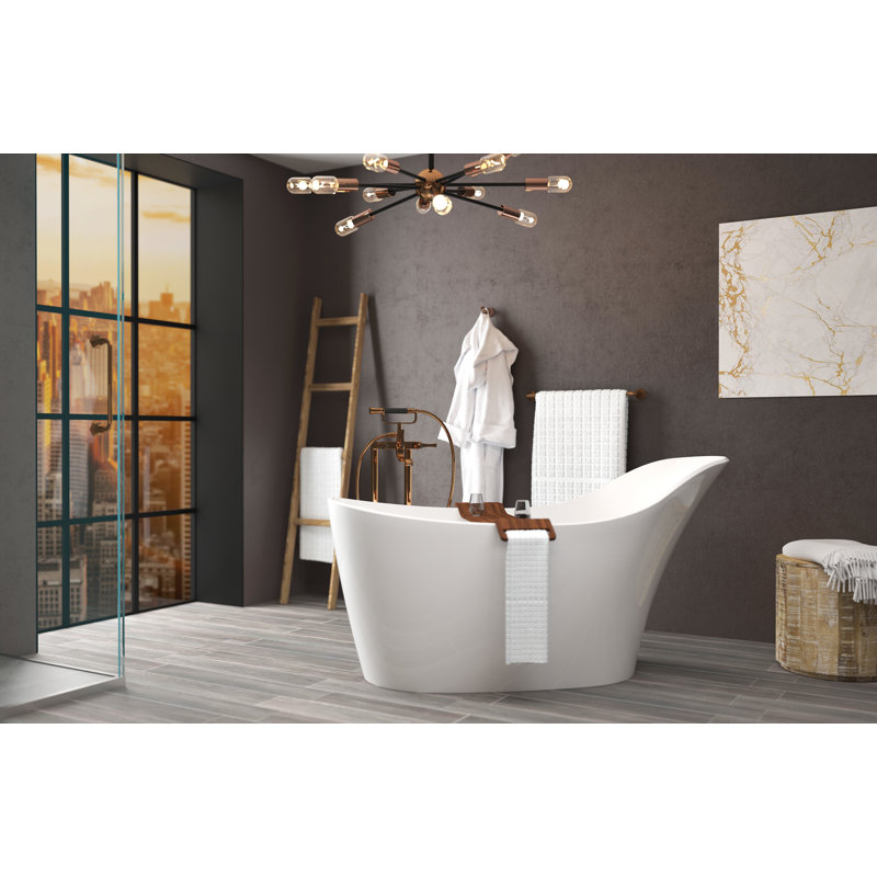 Victoria Albert Amalfi 64 1 4 X 31 1 4 Freestanding Soaking Bathtub In Volcanic Limestone With Overflow Hole Wayfair