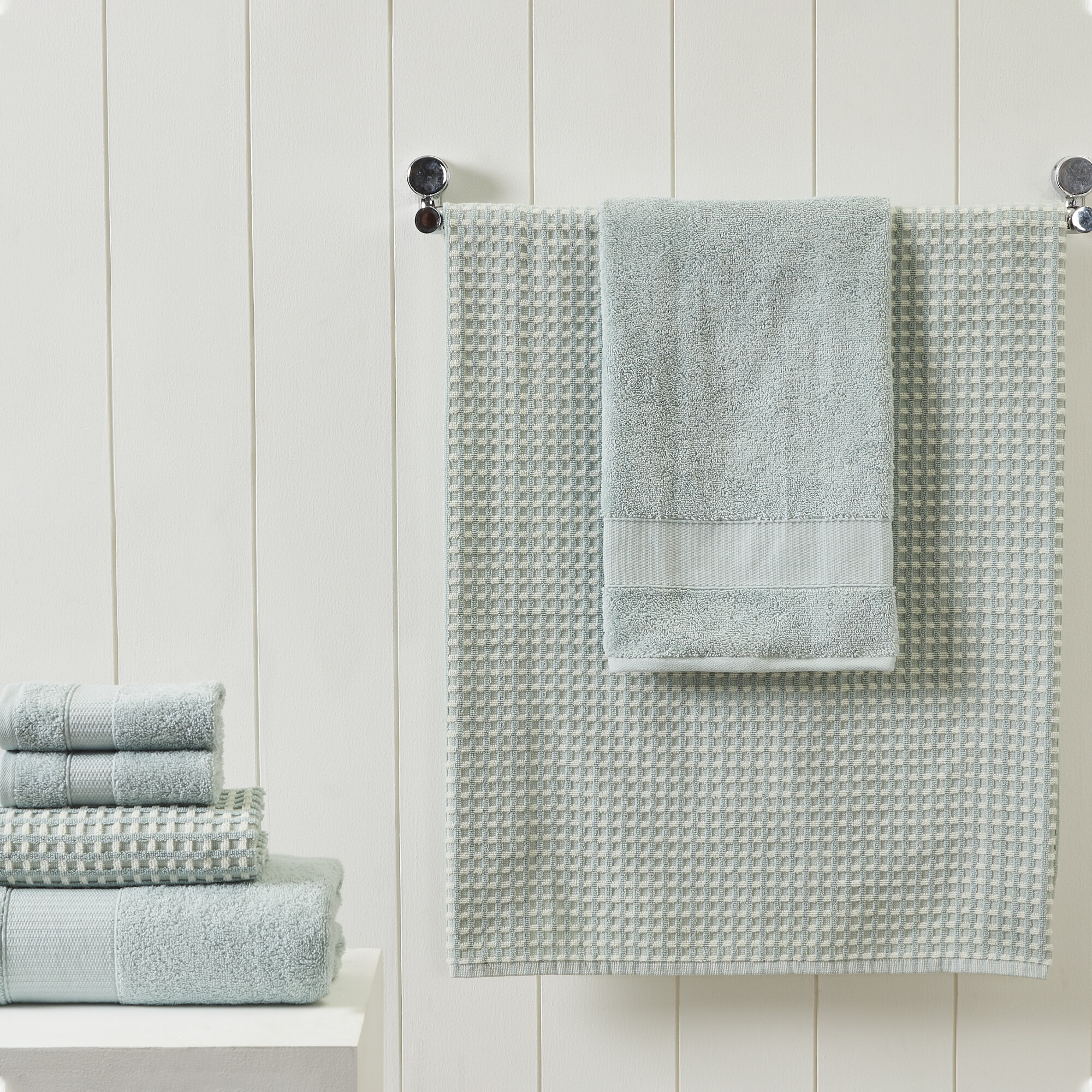 ALLURE Yarn Dyed Towel Set Filigree Swirl 100% Cotton Towel Set 6-Piece Ash grey 