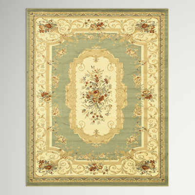 Aracelia Green/Beige Area Rug 5x9 round