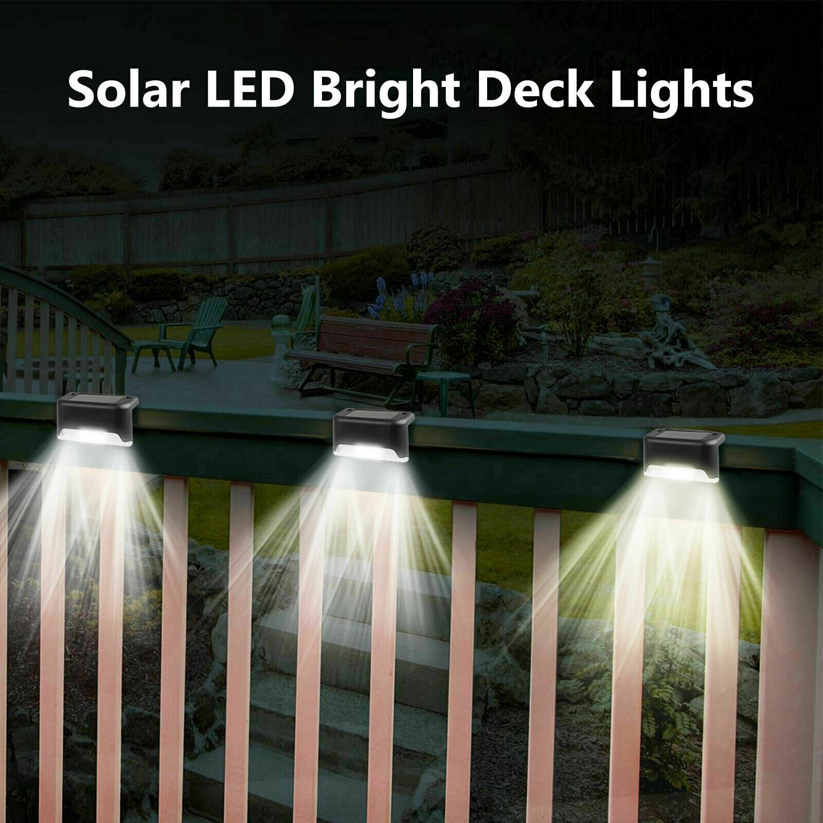 Solar LED Bright Deck Lights Outdoor Garden Patio Railing Decks Path Lighting US 