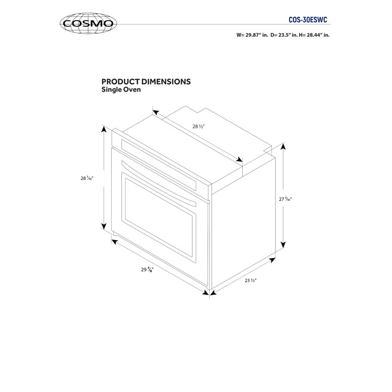 Cosmo 30 Self Cleaning Convection Electric Single Wall Oven Wayfair Ca